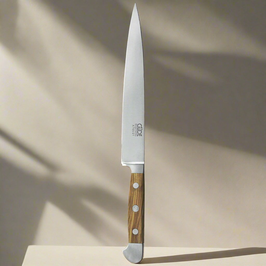 ALPHA OLIVE | Slicing / HAM Knife 8" | Forged Steel / Olive wood handle