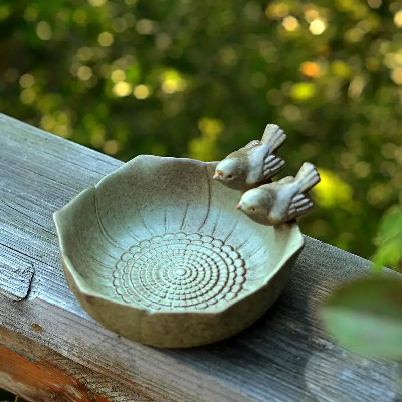 Ceramic Bird Bath & Feeder