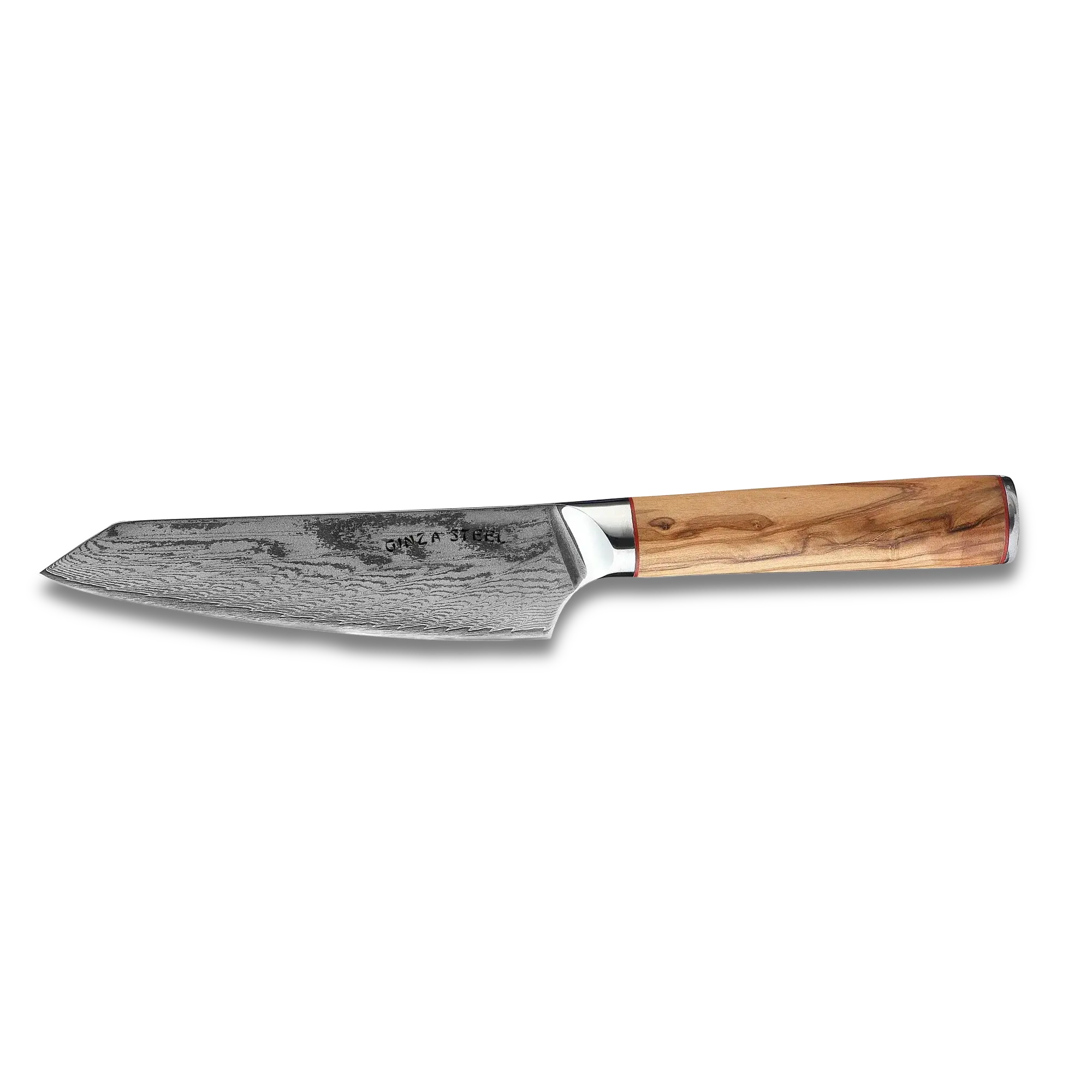 Ginza Steel MIA 17 Chef Knife 6.5” – Damascus AUS10 Steel, 67-Layer, Olive Wood Handle