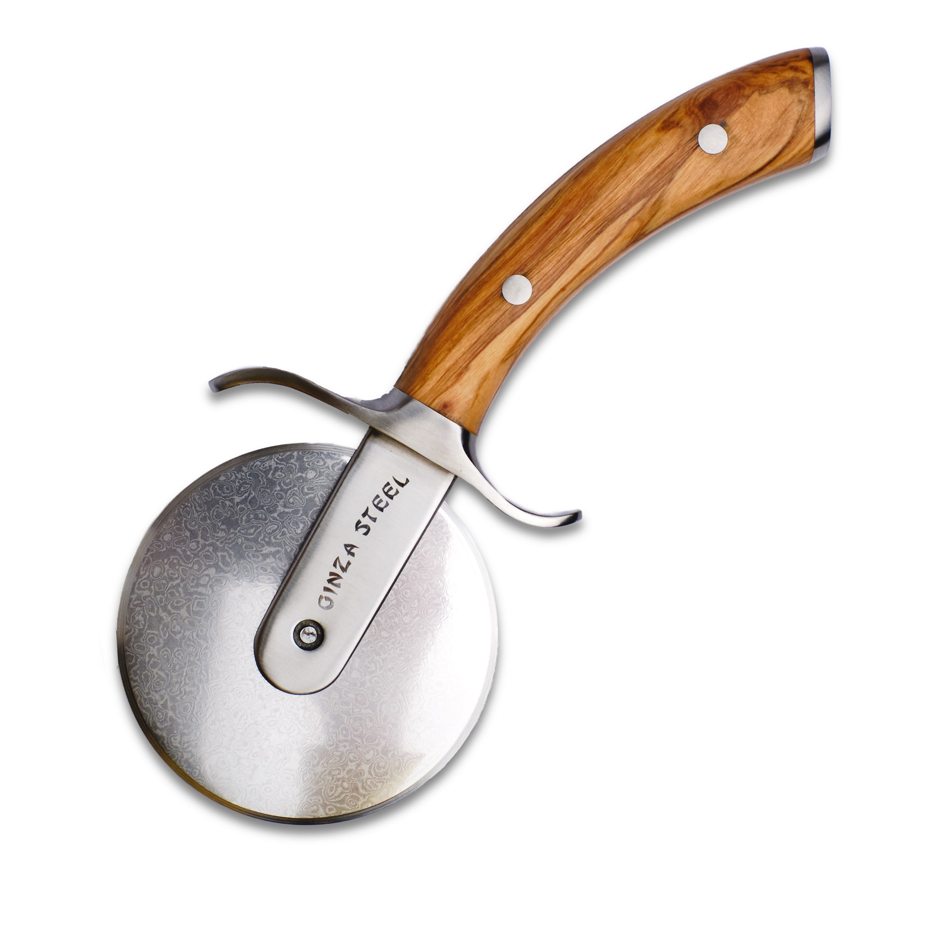 Ginza Steel MIA Pizza Slicer – Stainless Blade with Olive Wood Handle