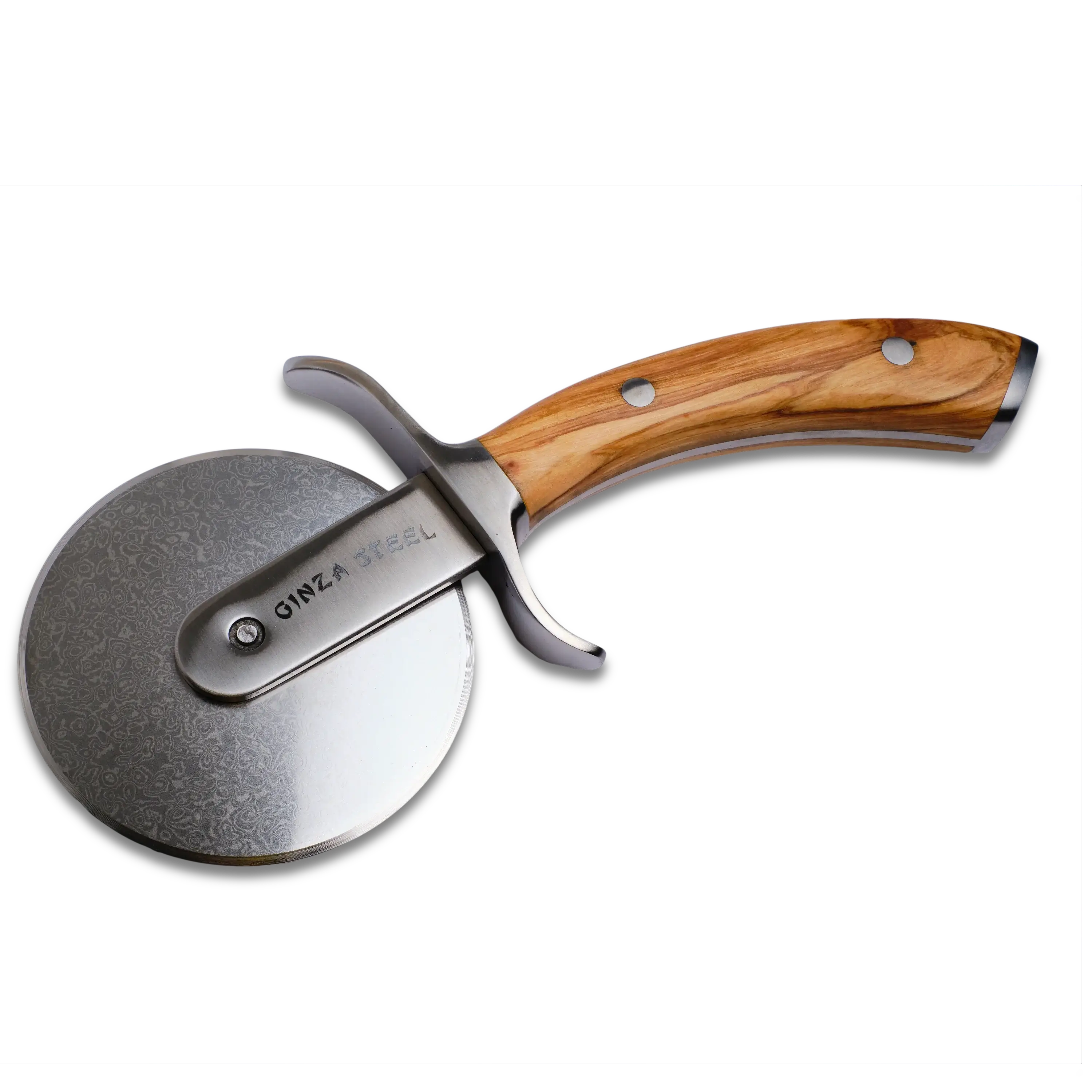 Ginza Steel MIA Pizza Slicer – Stainless Blade with Olive Wood Handle