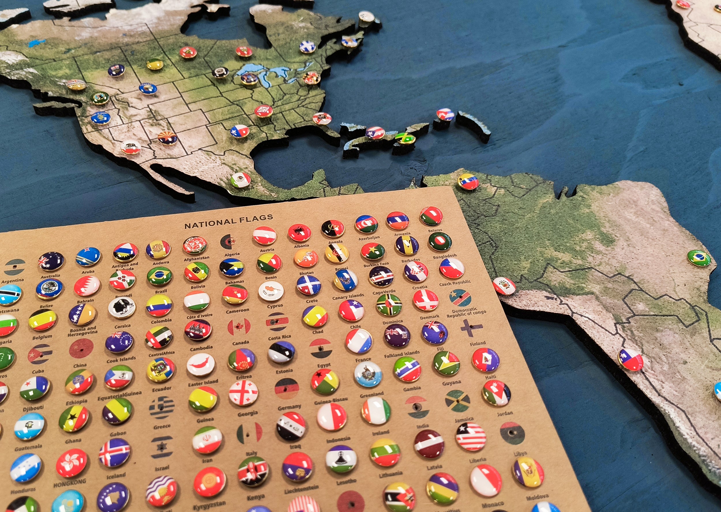 Geo Optic Labelled Push Pin Map | 44 x 24