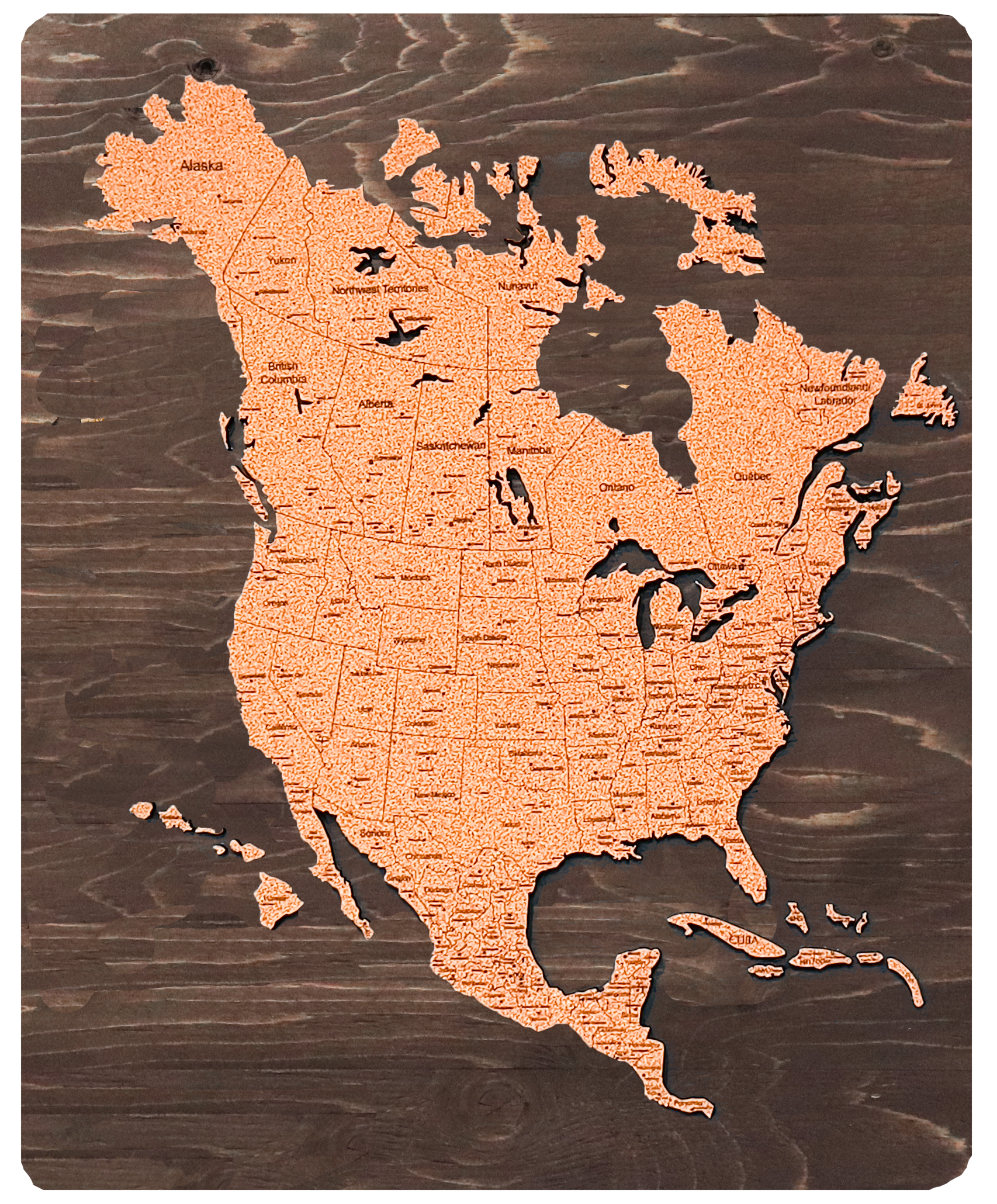 North America Travel Map | 30 x 24 | Labelled