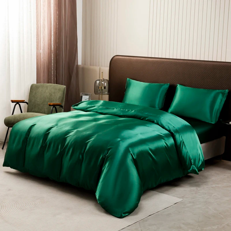 Black Satin Ice Silk Bedding Set