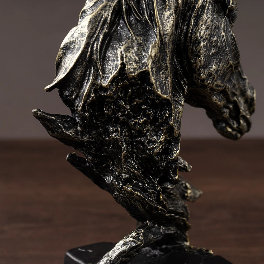 Sandstone Horse Head Ornaments Animal Resin Models Statues Indoor Living Room Bedroom Desktop Collectible Decorative Accessories