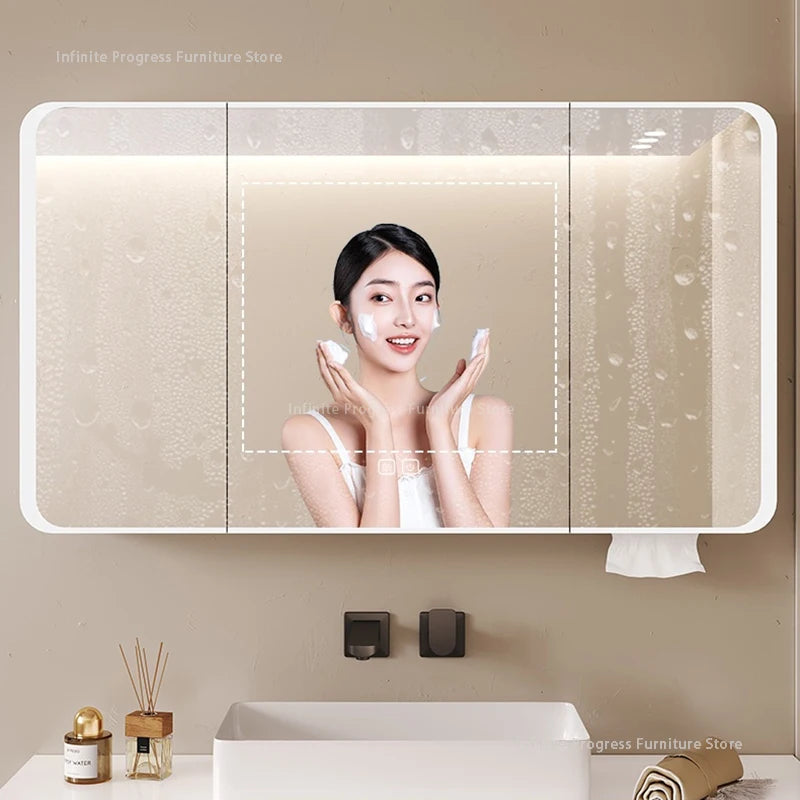 Arc-Shaped Smart Bathroom Mirror Cabinet