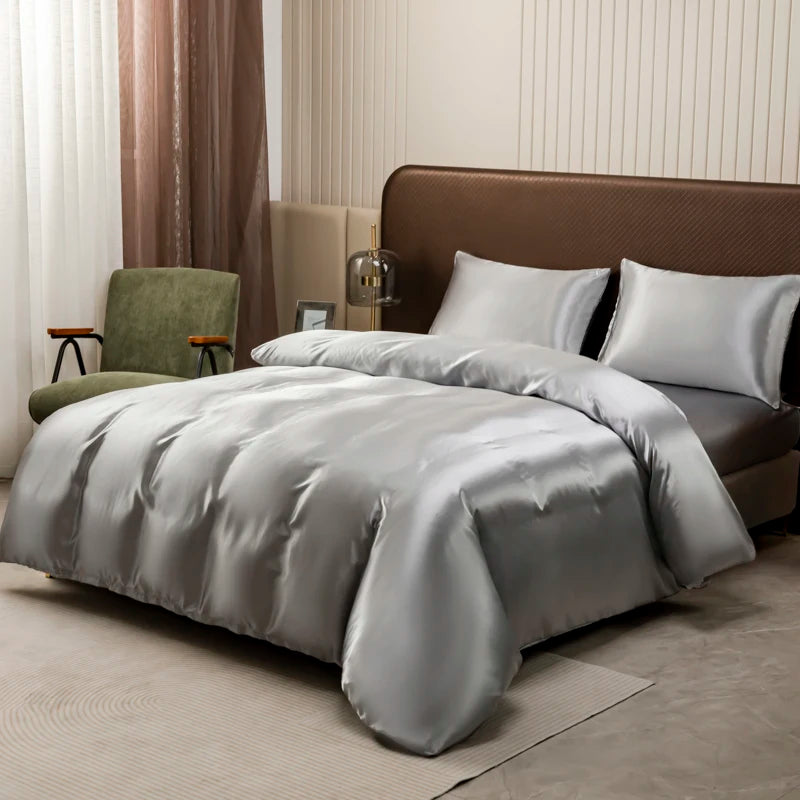 Black Satin Ice Silk Bedding Set