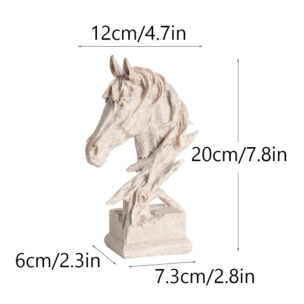 Sandstone Horse Head Ornaments Animal Resin Models Statues Indoor Living Room Bedroom Desktop Collectible Decorative Accessories