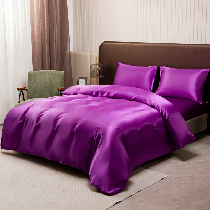 Black Satin Ice Silk Bedding Set