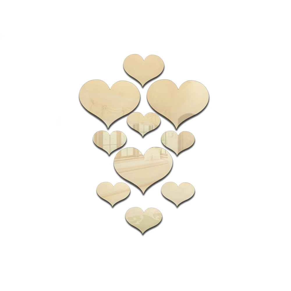 3D Mirror Love Heart Wall Stickers