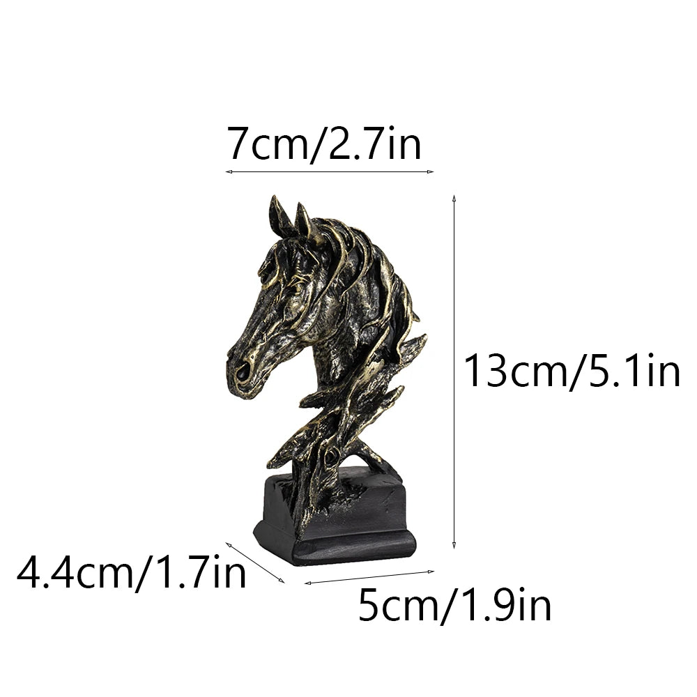 Sandstone Horse Head Ornaments Animal Resin Models Statues Indoor Living Room Bedroom Desktop Collectible Decorative Accessories