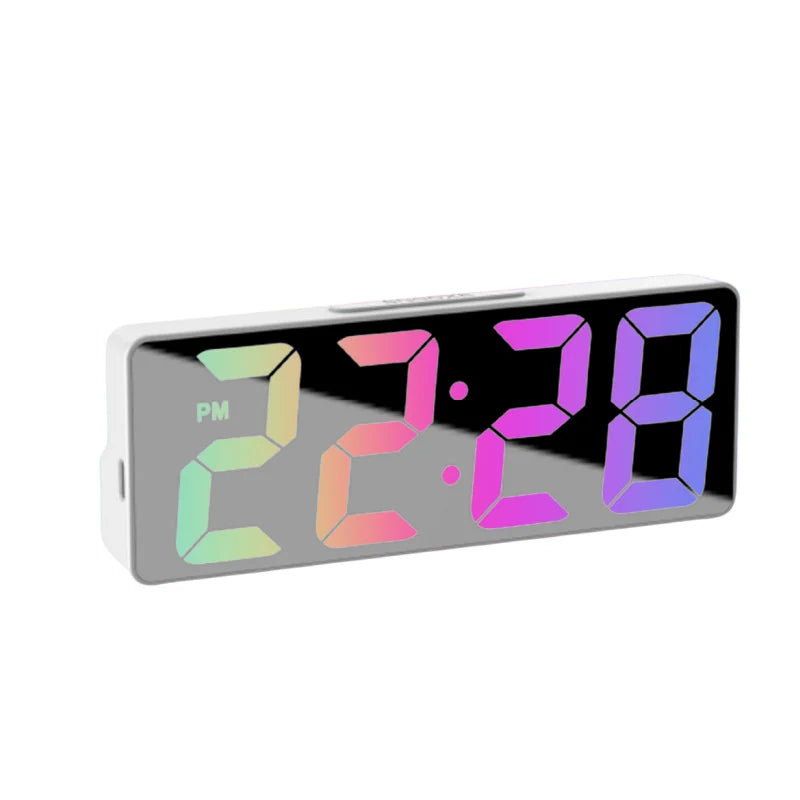 LED Digital Alarm Clock – Mirror Display + Temp Sensor