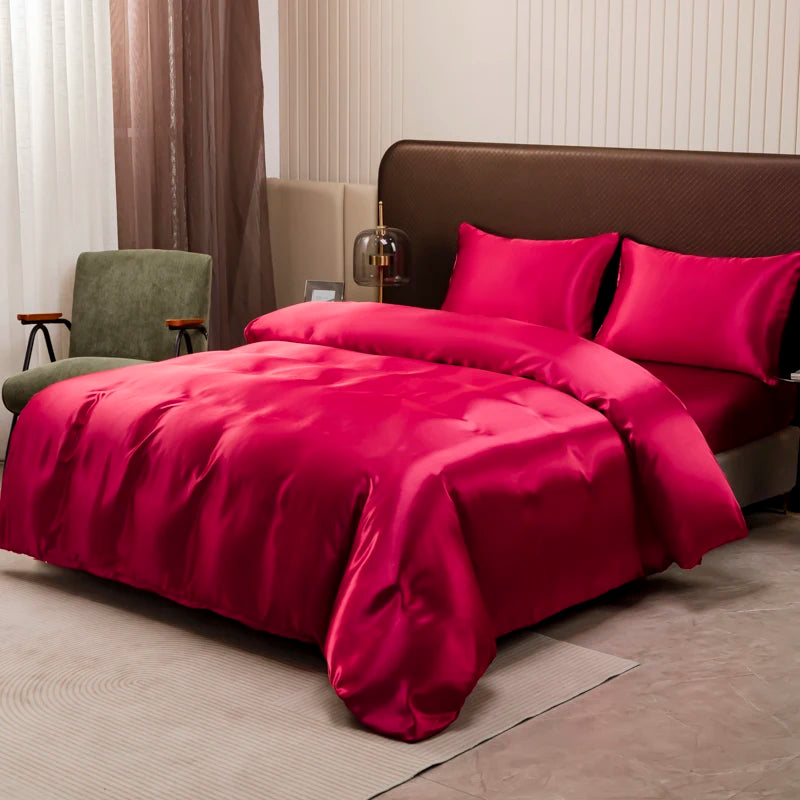 Black Satin Ice Silk Bedding Set