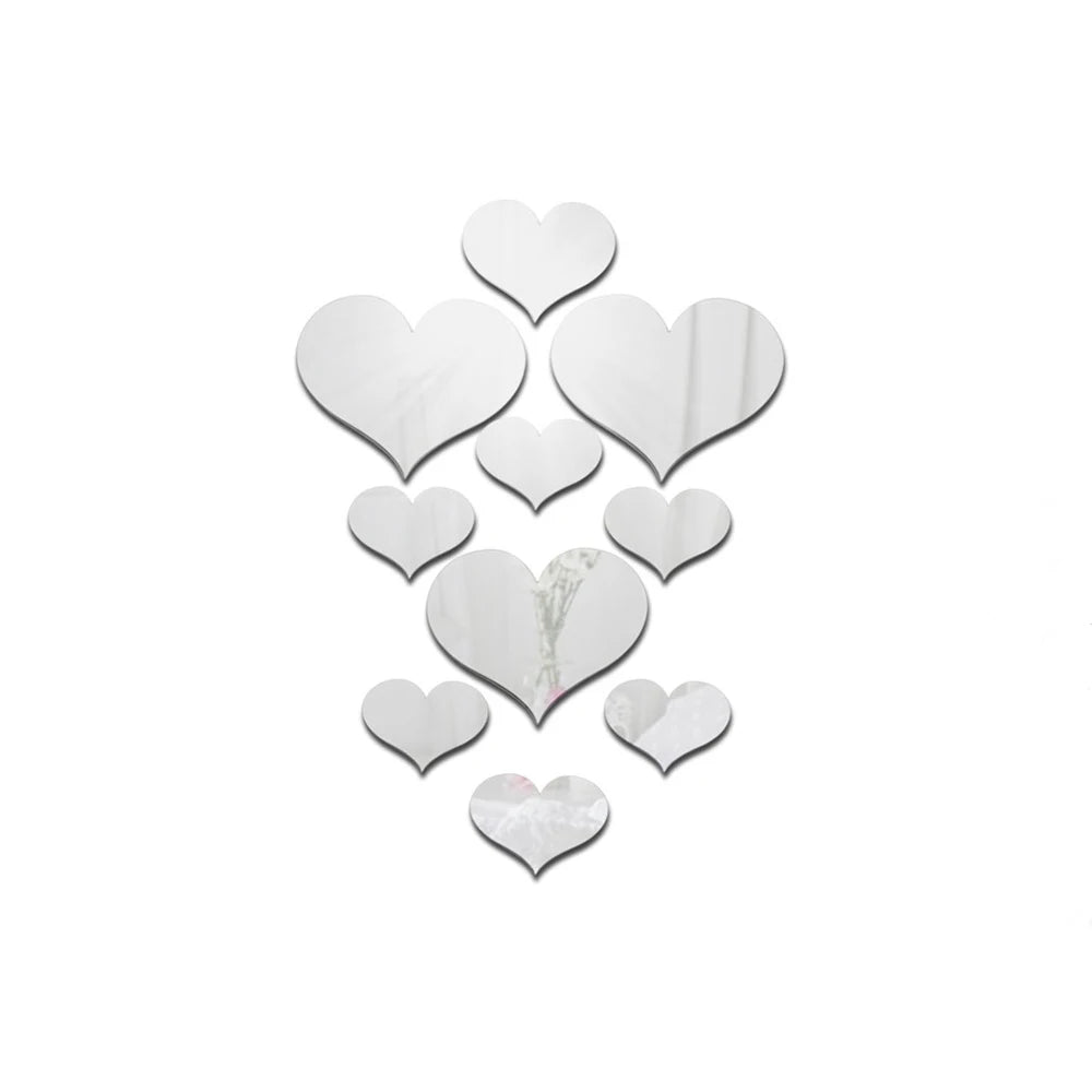 3D Mirror Love Heart Wall Stickers