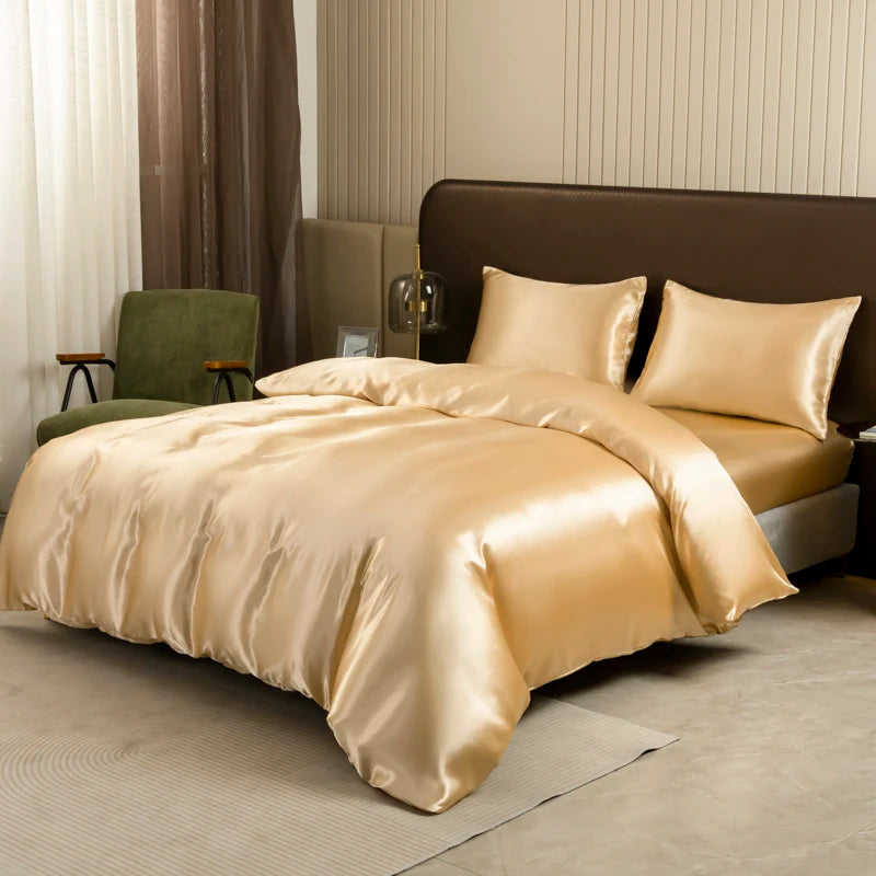 Black Satin Ice Silk Bedding Set