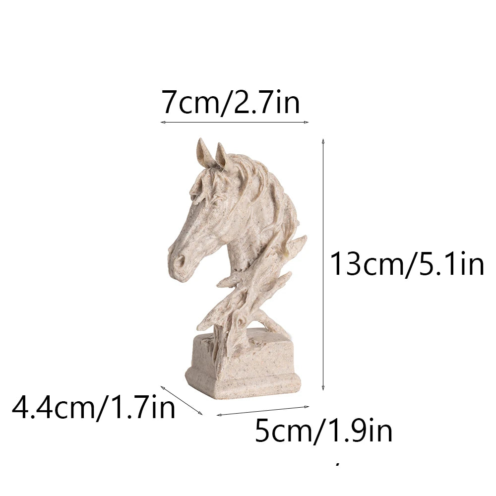 Sandstone Horse Head Ornaments Animal Resin Models Statues Indoor Living Room Bedroom Desktop Collectible Decorative Accessories
