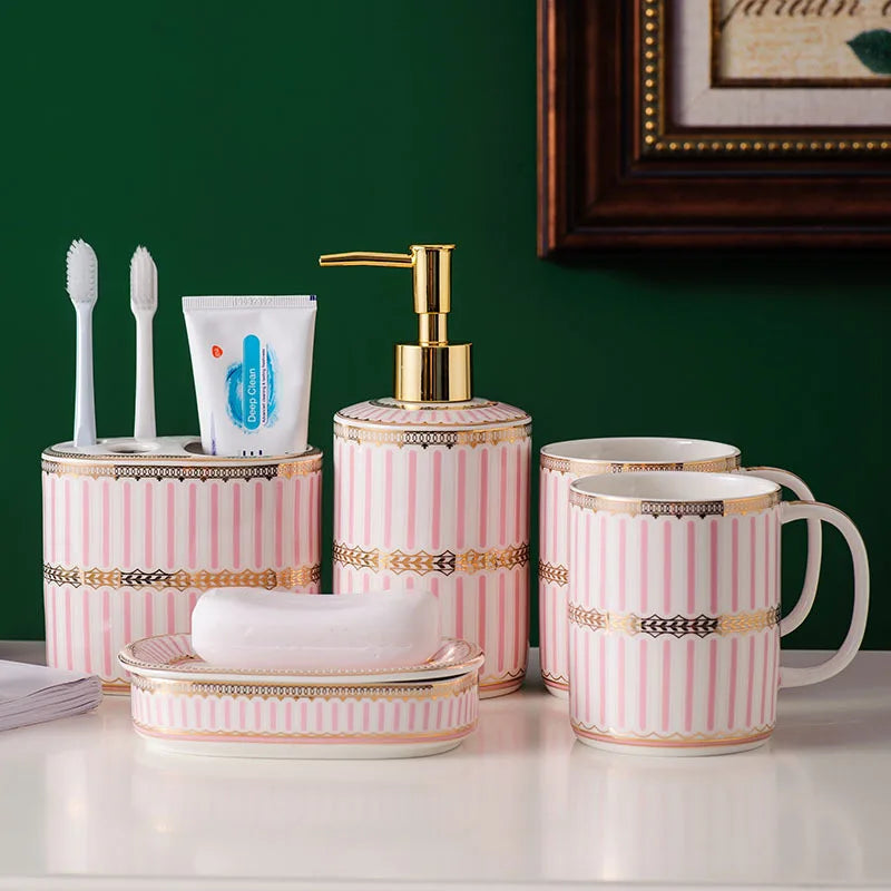 Ceramic 5-Piece Bathroom Accessories Set