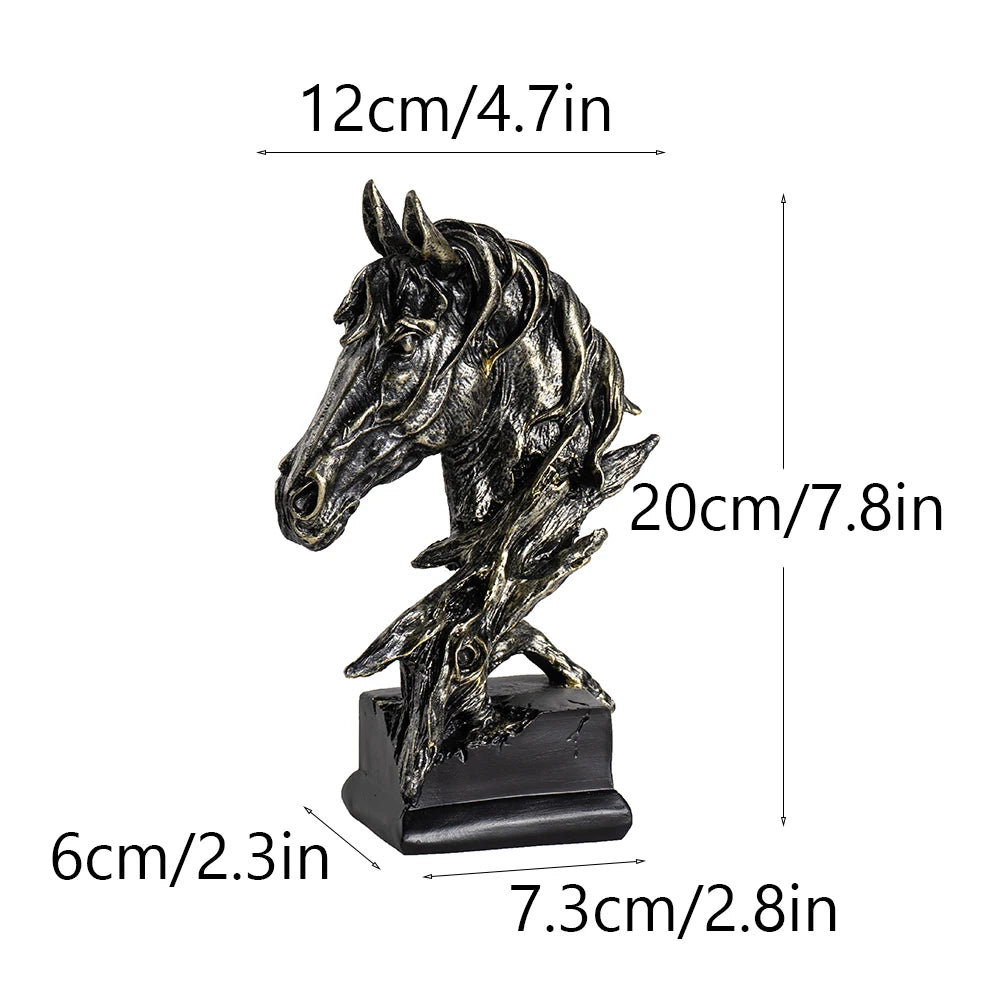 Sandstone Horse Head Ornaments Animal Resin Models Statues Indoor Living Room Bedroom Desktop Collectible Decorative Accessories