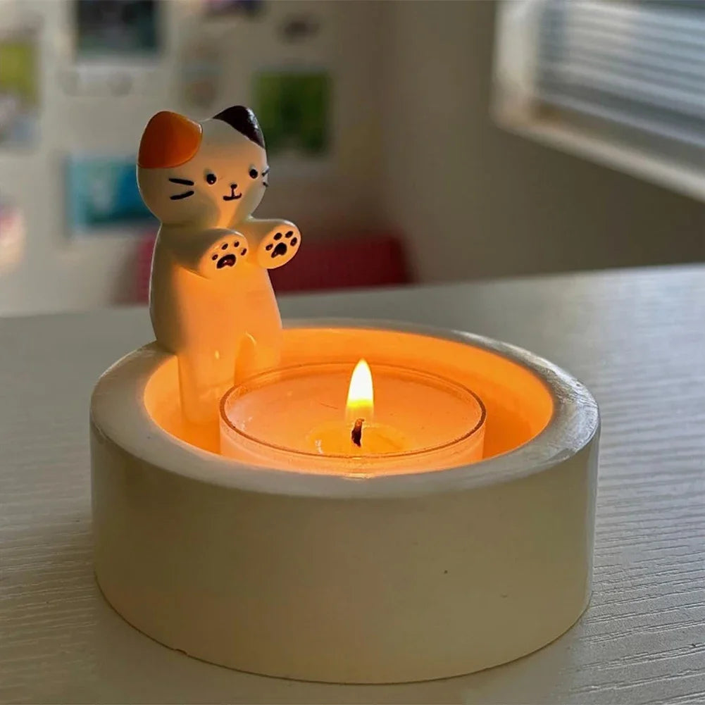 Cartoon Cat Tealight Candle Holder