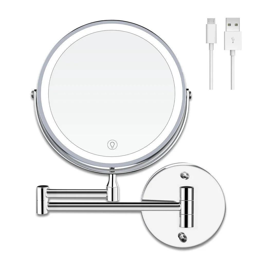 8" USB Rechargeable Wall-Mounted LED Makeup Mirror