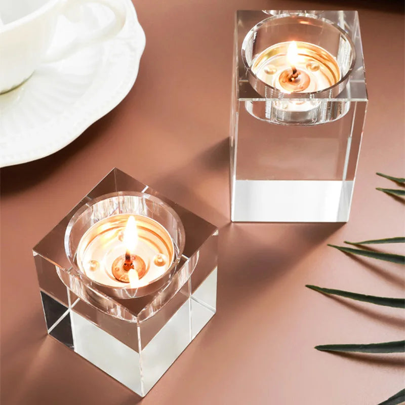 Clear Crystal Tealight Candle Holder