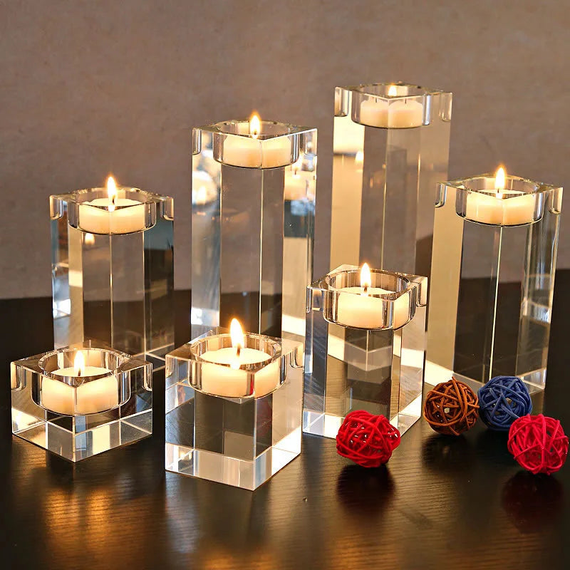 Clear Crystal Tealight Candle Holder