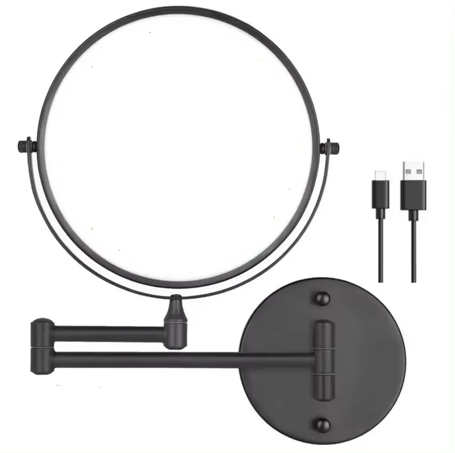 8" USB Rechargeable Wall-Mounted LED Makeup Mirror