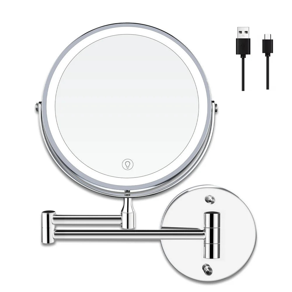 8" USB Rechargeable Wall-Mounted LED Makeup Mirror
