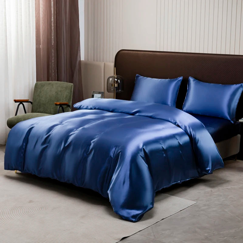 Black Satin Ice Silk Bedding Set