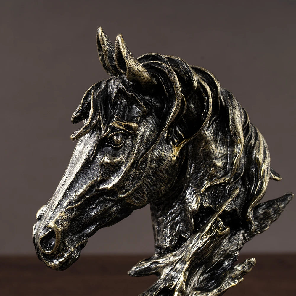 Sandstone Horse Head Ornaments Animal Resin Models Statues Indoor Living Room Bedroom Desktop Collectible Decorative Accessories