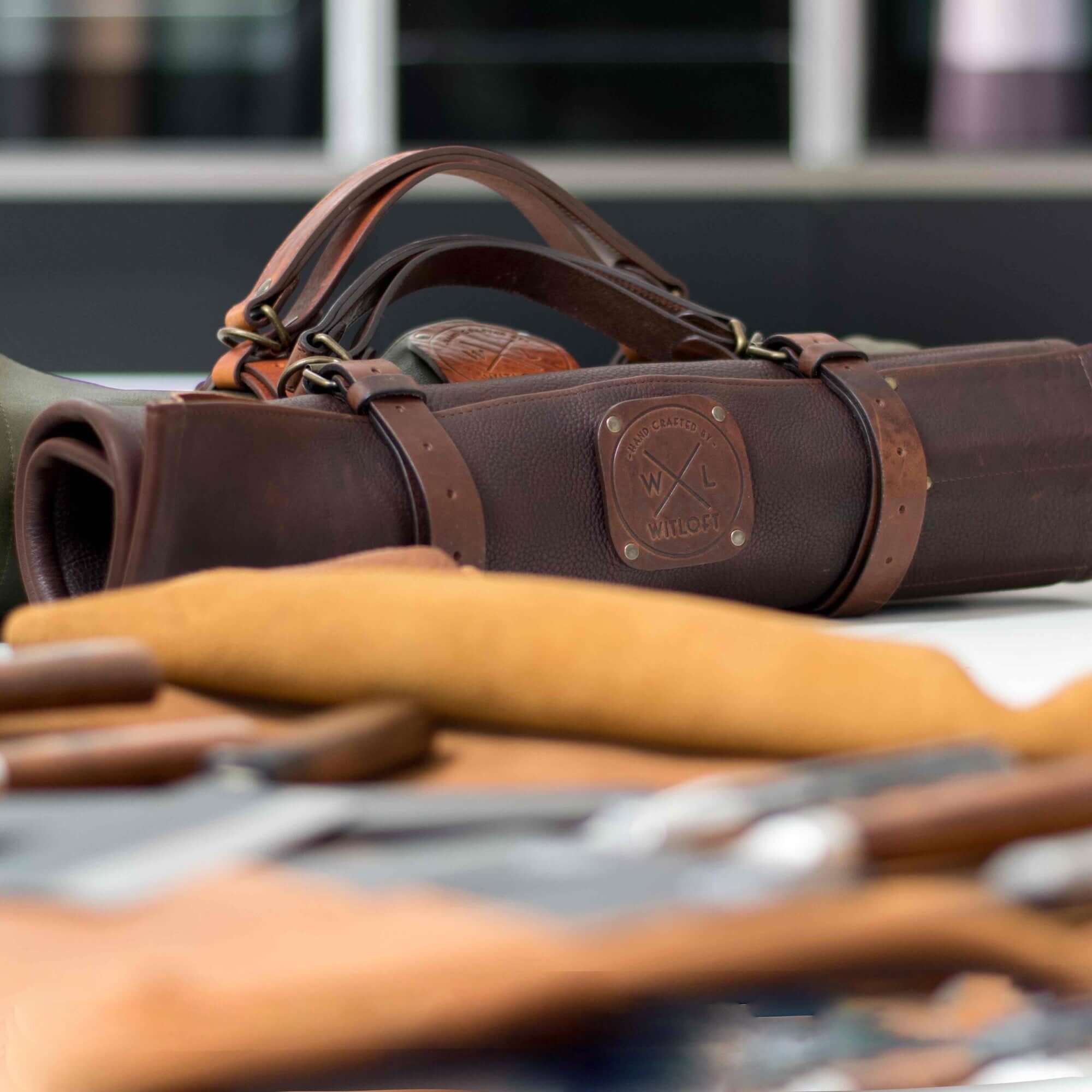 WITLOFT - Handmade leather Knife Role ( 5 Compartments)