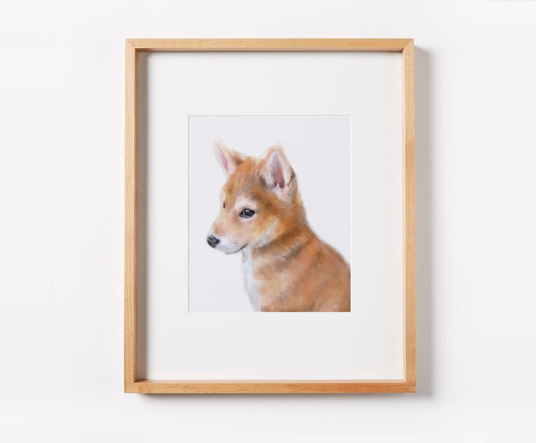 Shiba Inu Puppy Dog Art Print: Original Watercolor Painting