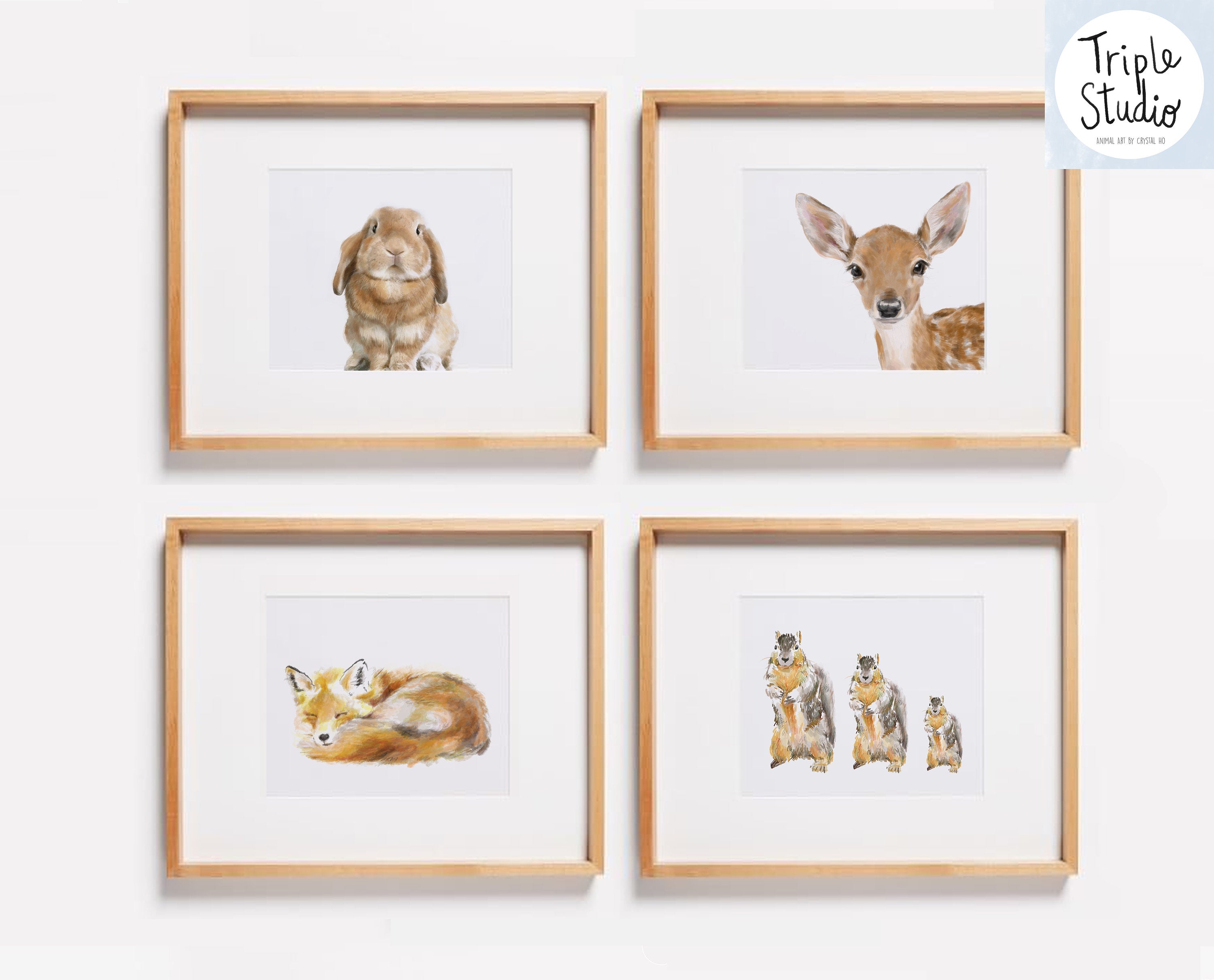 Forest Art Print | Fawn Baby Deer Watercolor Painting