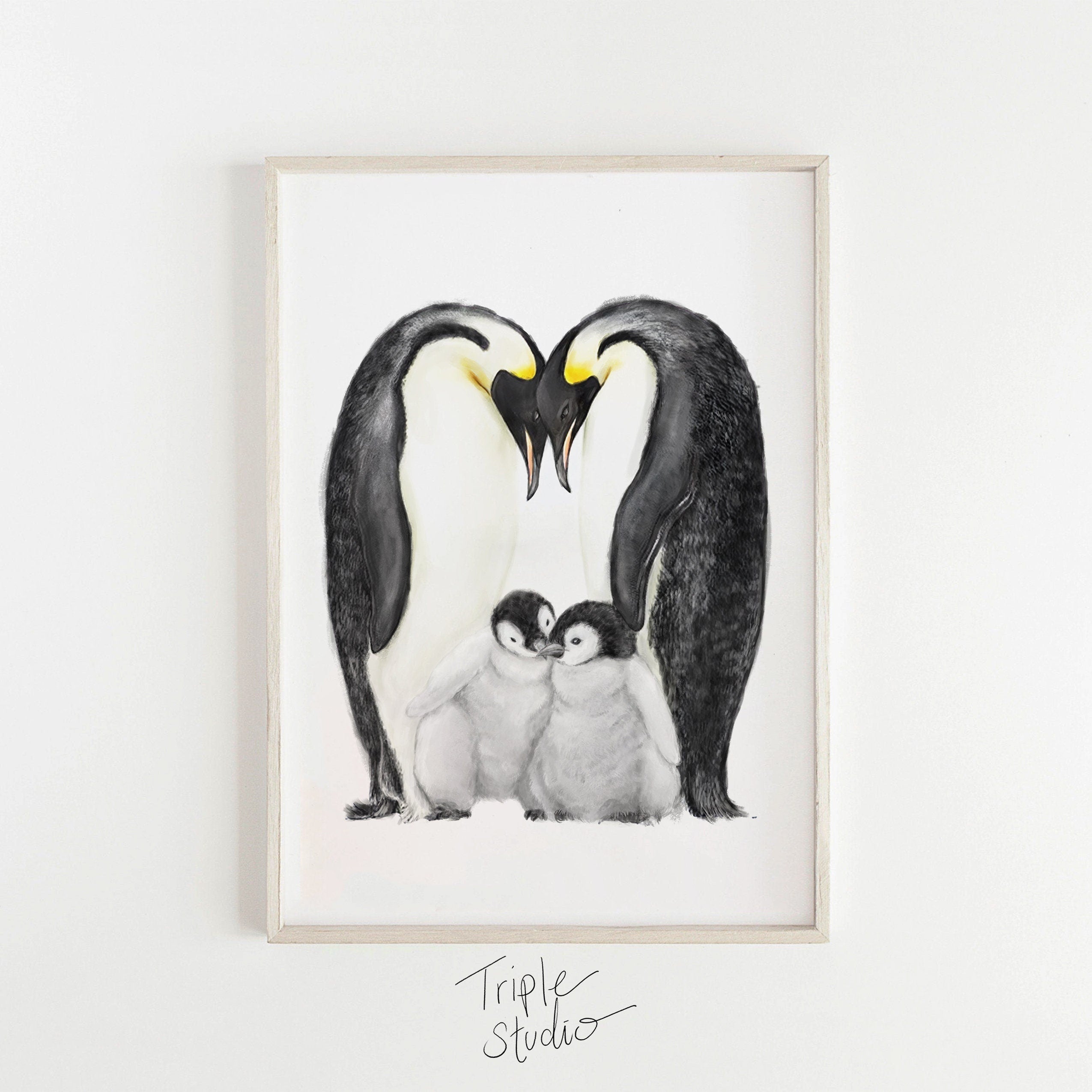 Personalized Family Wall Art | Penguin Family Painting