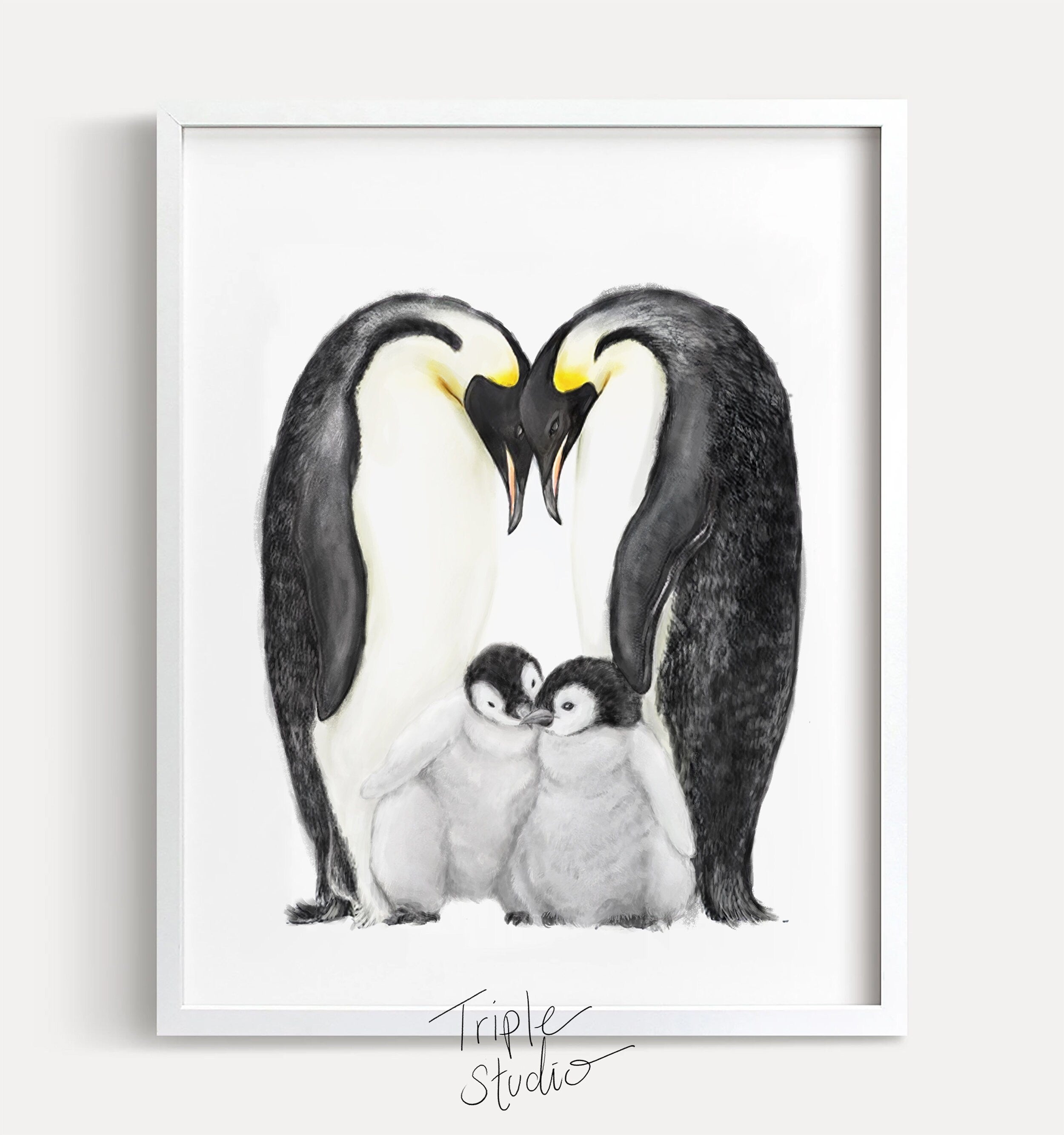 Personalized Family Wall Art | Penguin Family Painting