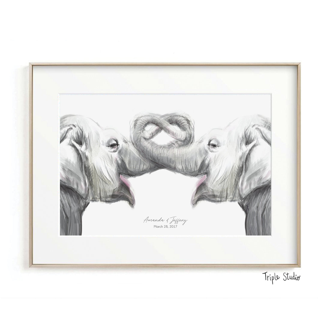 Personalized Elephants Art Print