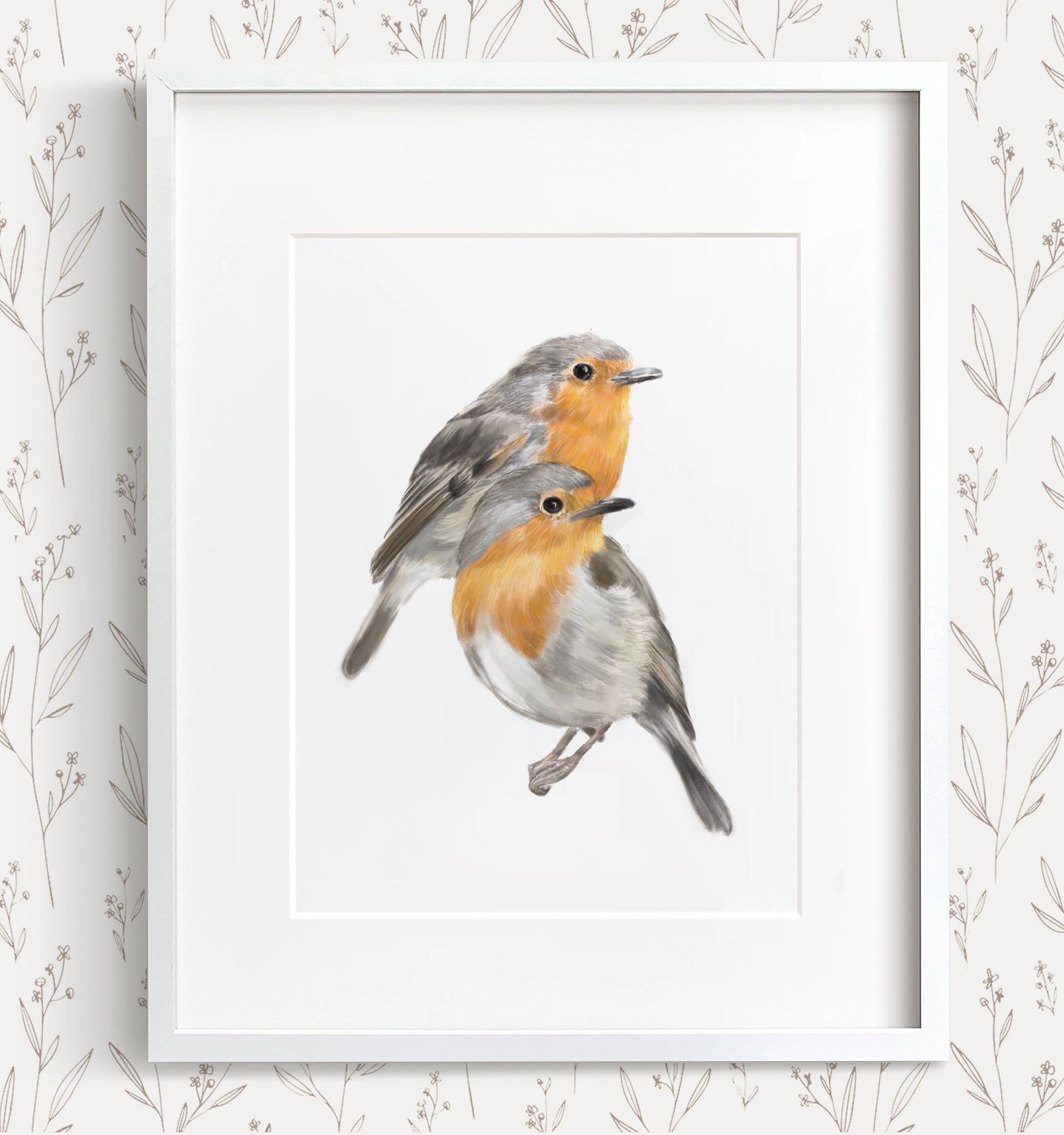 Robin Bird Friendship Print: Scandinavian Wall Decor for Couples