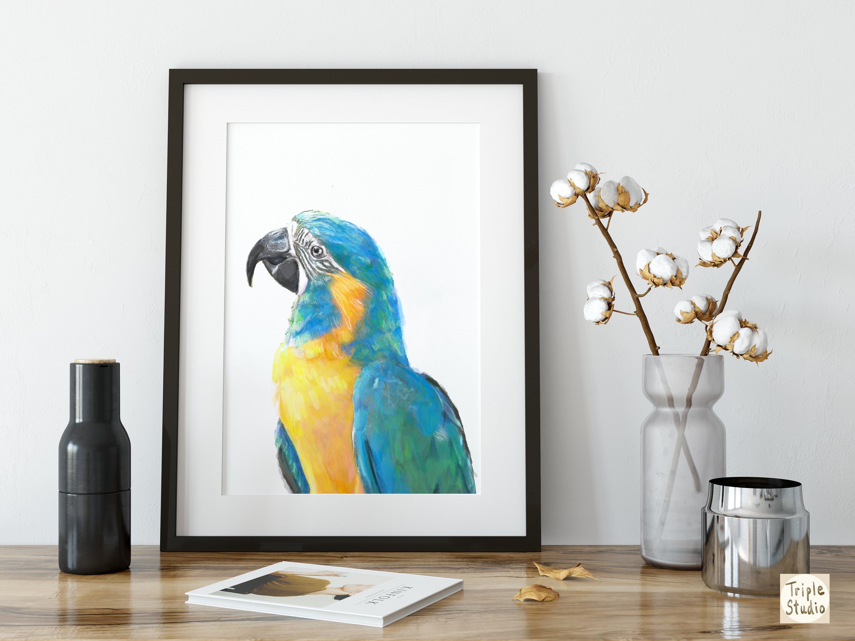 Blue Throated Macaw Bird Art Print