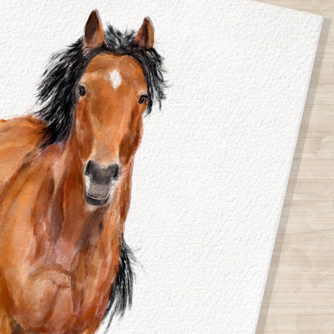 Majestic Brown Horse Watercolor Painting | Modern American Quarter Wall Art | Equestrian Decor, Earthy Farm Farmhouse, Signed by Artist
