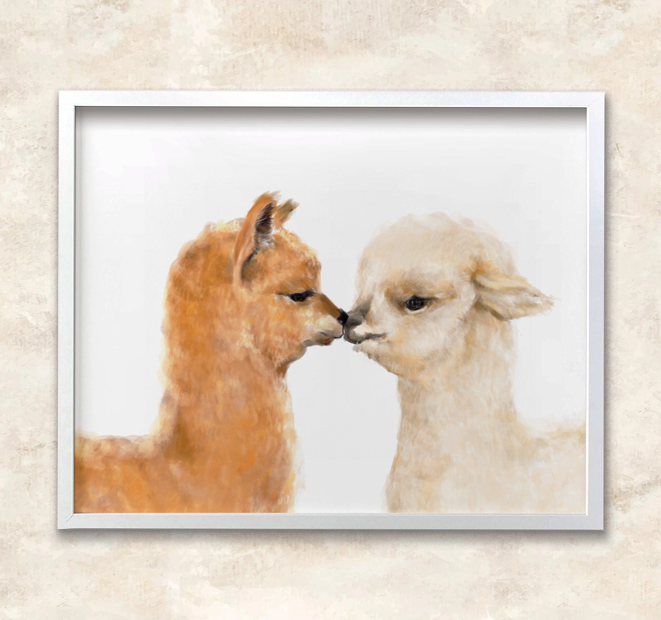 Alpaca Kiss Wall Art: Hugs and Kisses