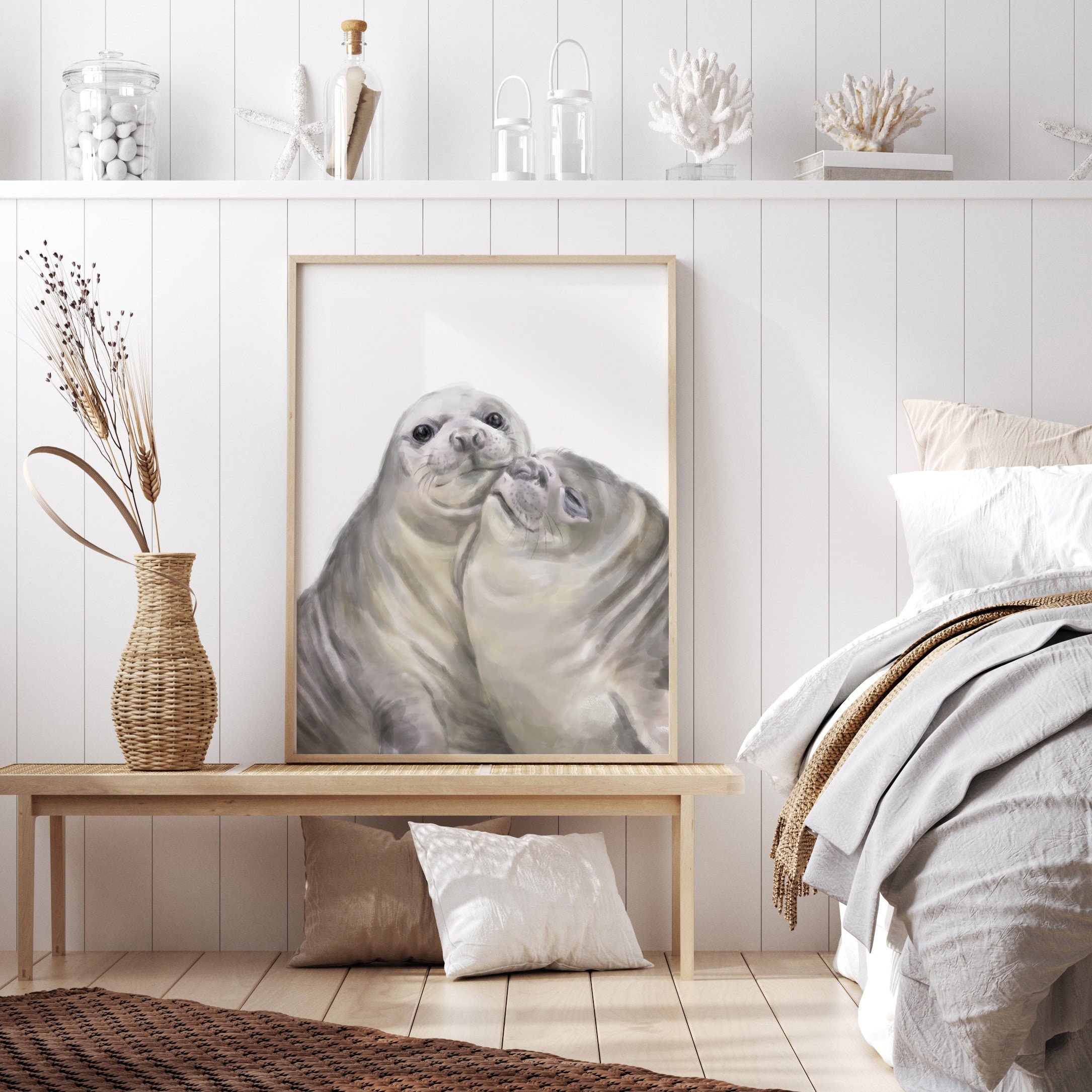 Seal with A Kiss Art Print: Anniversary Gift for Animal Lovers
