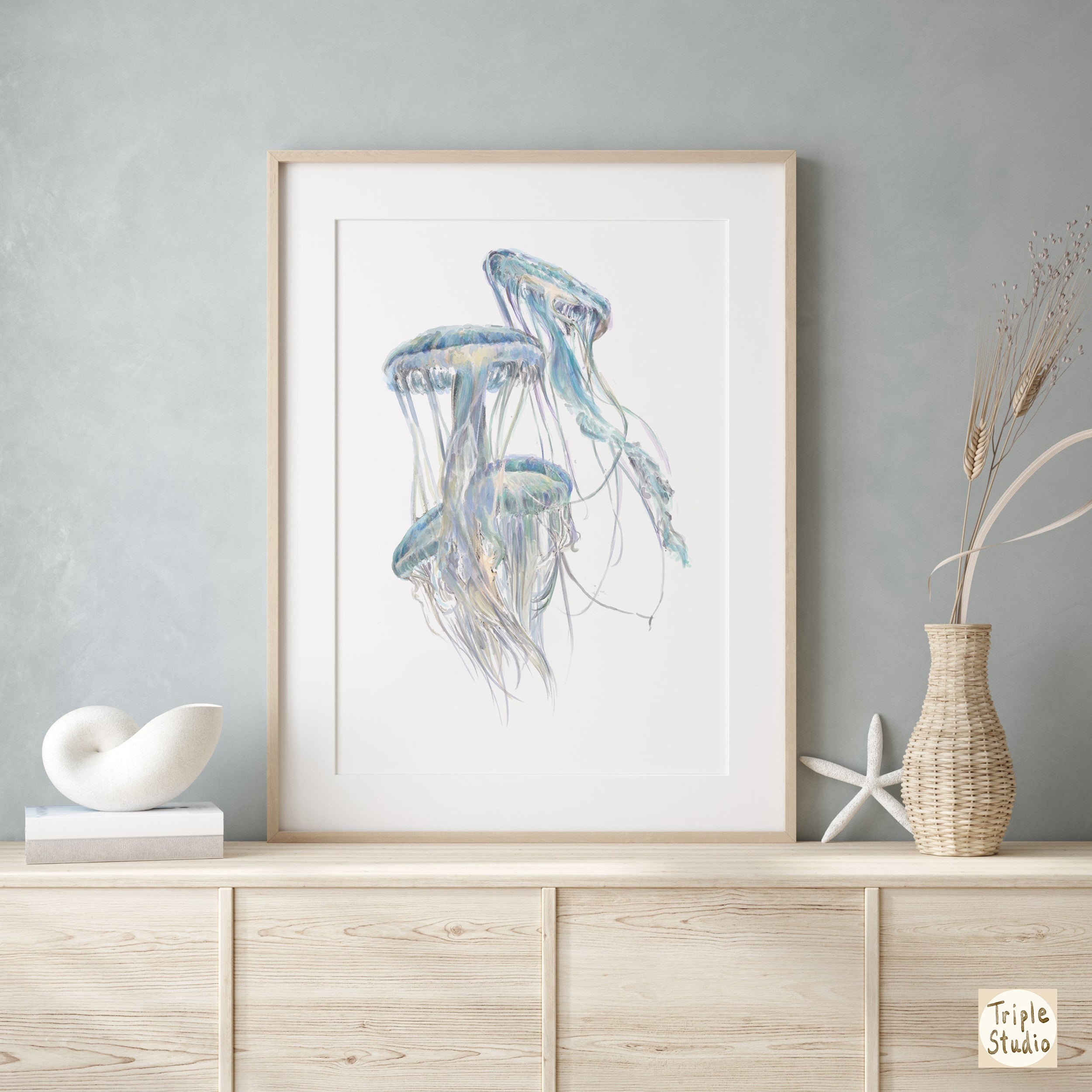 Jellyfish Wall Art | Modern Ocean Watercolor Painting