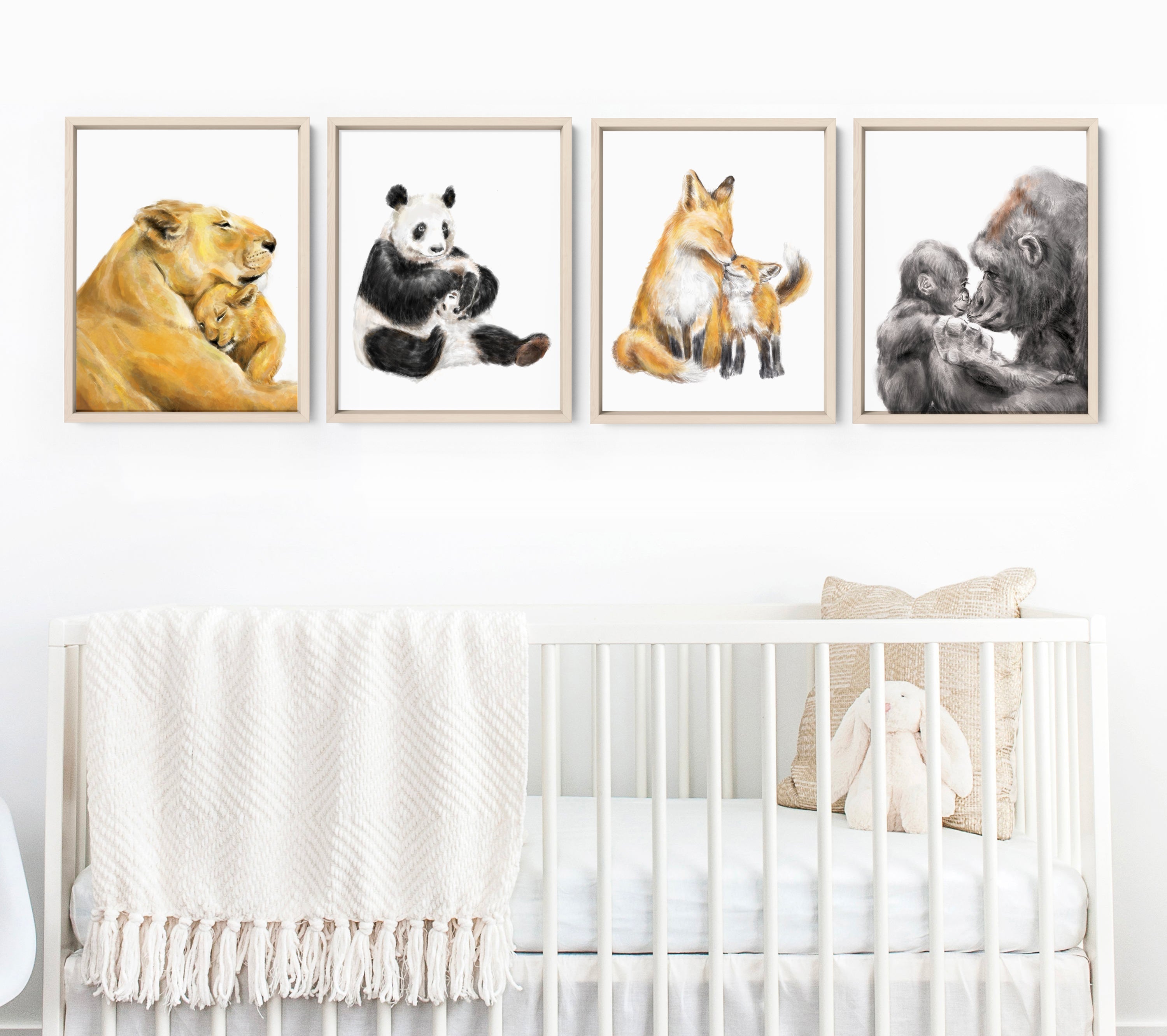 Fox Mom and Baby Art Print