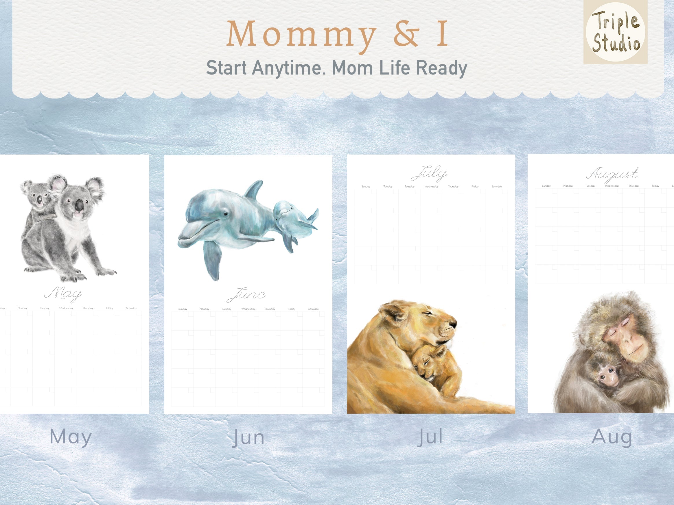 DATELESS Extra Large Wall Calendar with Magnetic Poster Hanger - BABY & MOM