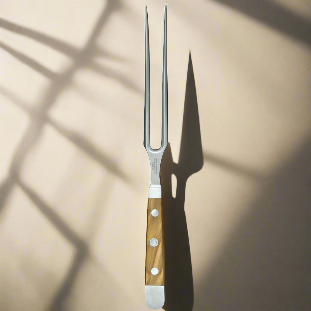 ALPHA OLIVE | Meat Fork 7&quot;  | Forged Steel / Olive wood handle