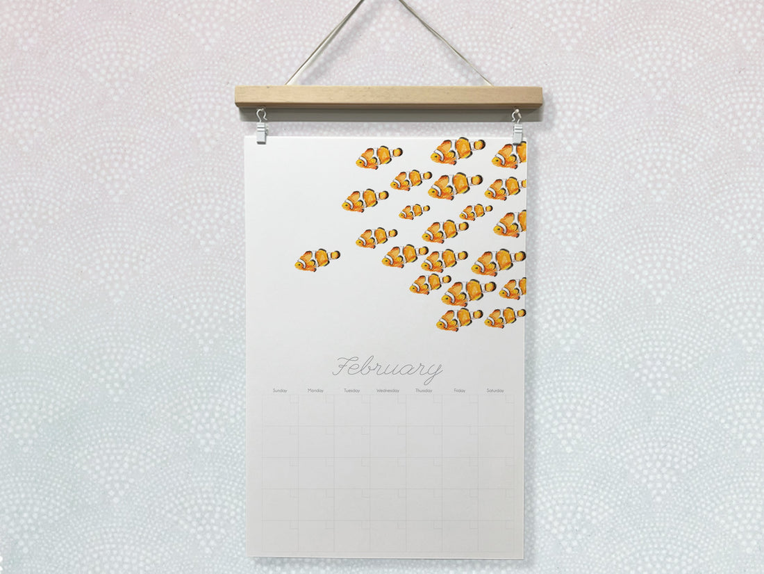 DATELESS Extra Large Wall Calendar with Magnetic Poster Hanger - OCEAN