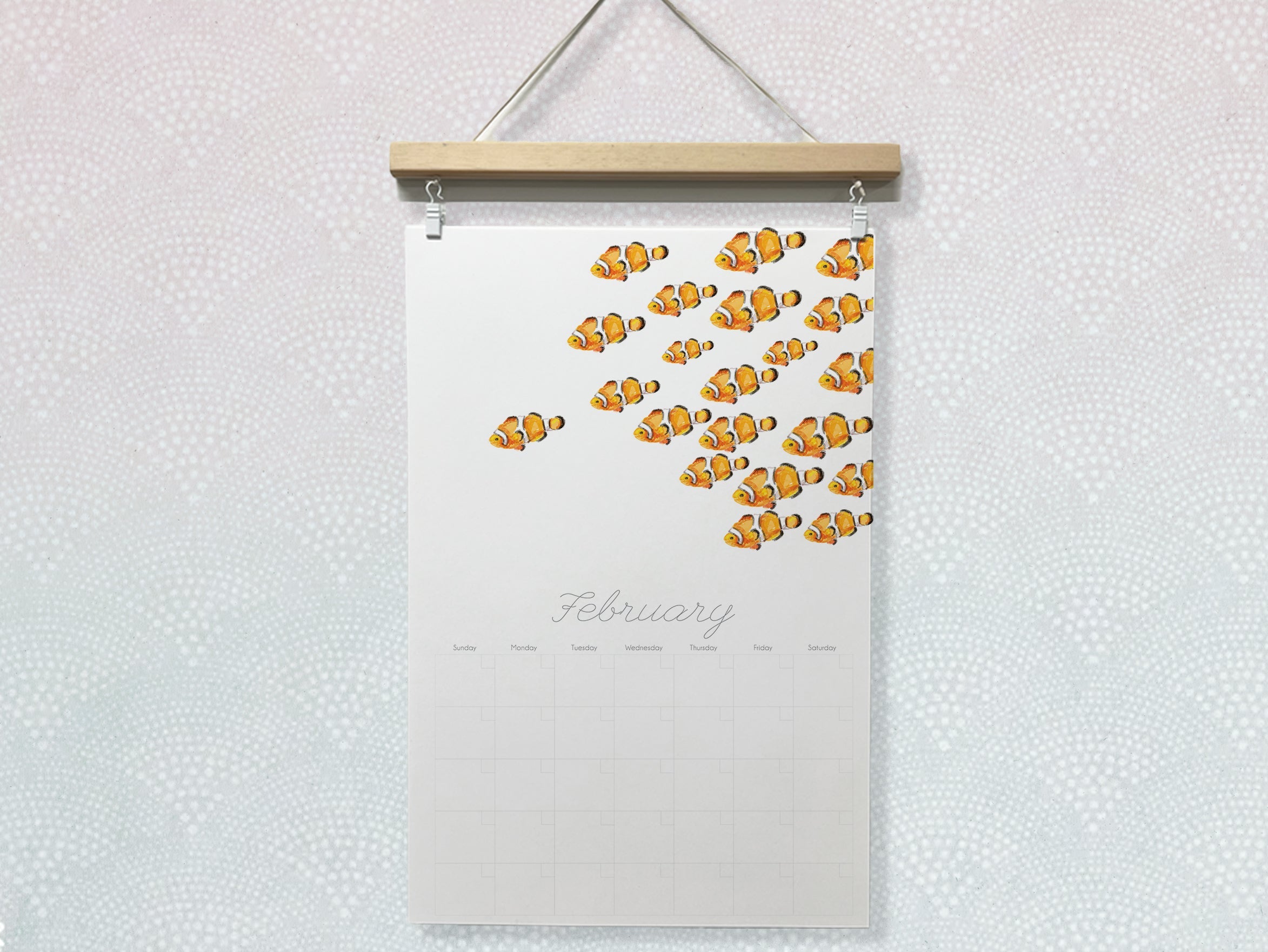 DATELESS Extra Large Wall Calendar with Magnetic Poster Hanger - OCEAN