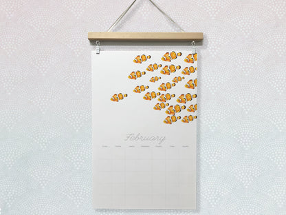 DATELESS Extra Large Wall Calendar with Magnetic Poster Hanger - OCEAN