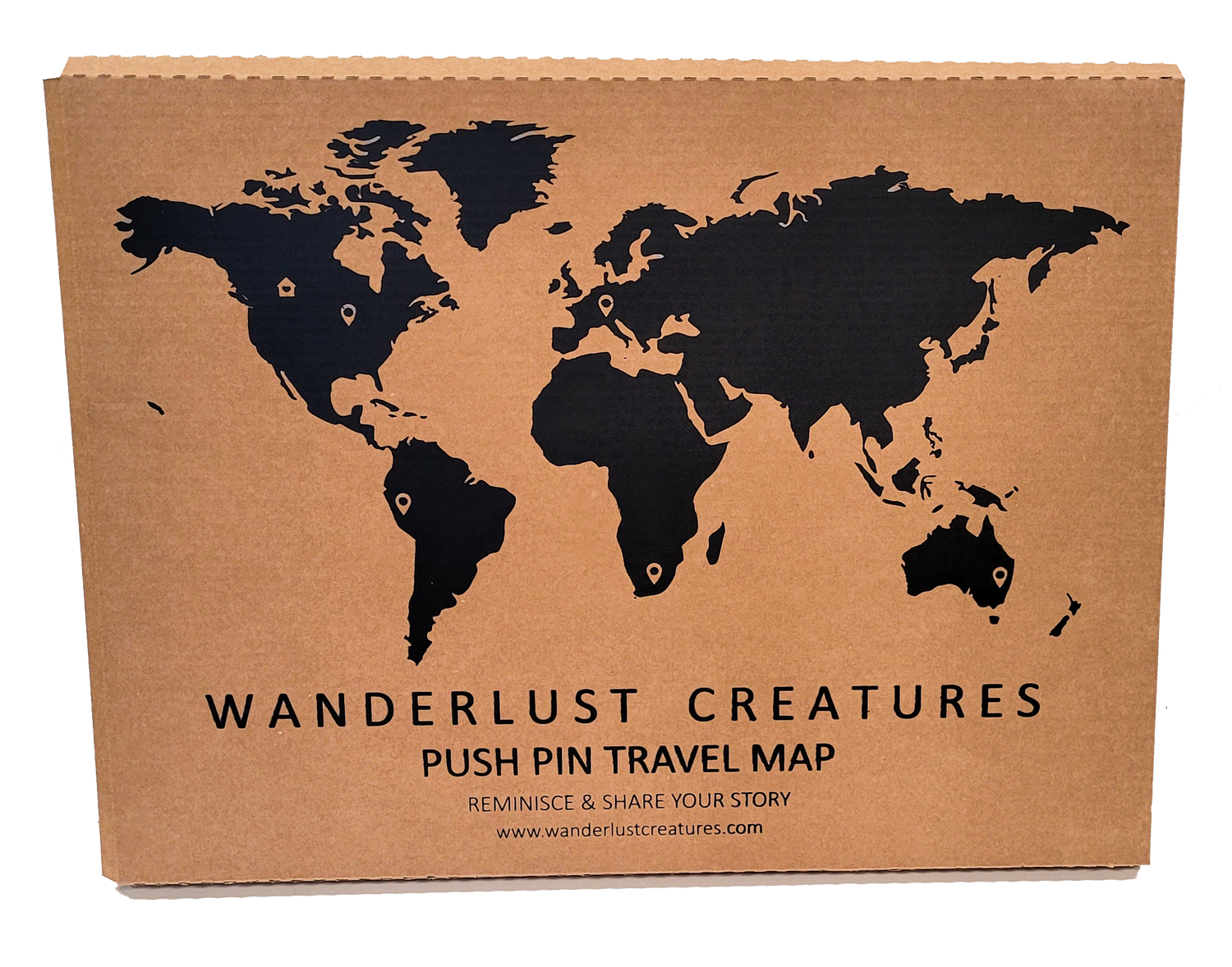 Cork &amp; Wood 3D World Pin Map | 36 x 20 | Labelled