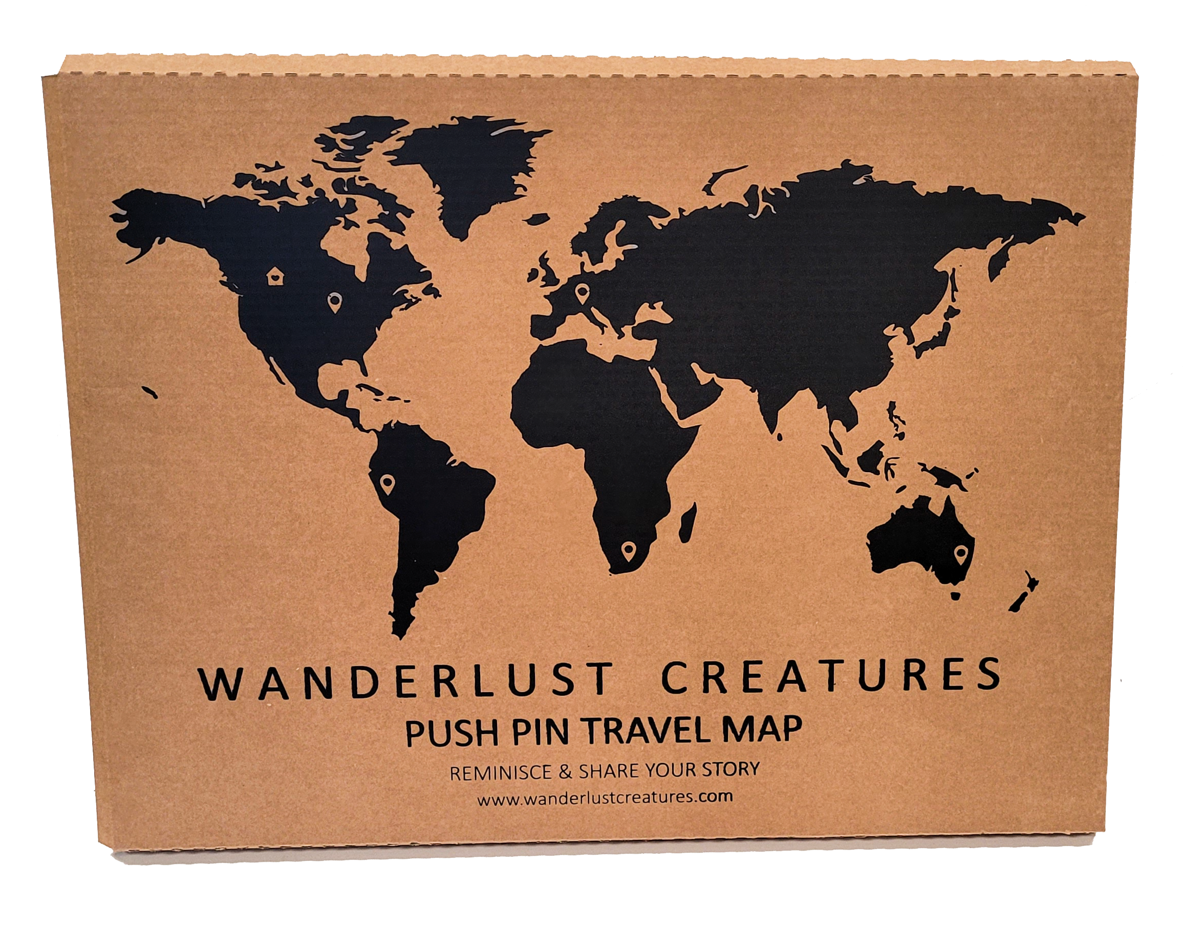 Cork &amp; Wood 3D World Pin Map | 36 x 20 | Labelled